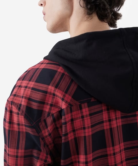 Plaids Red, Black Hooded Shirts