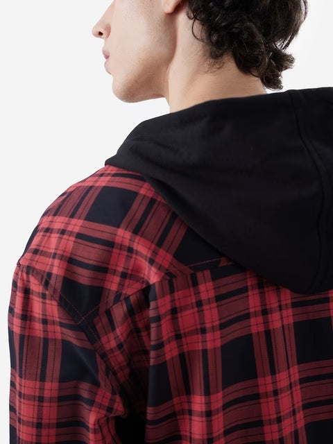 Plaids Red, Black Hooded Shirts