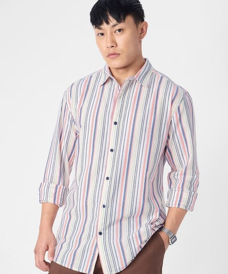 Stripes Prism Cotton Linen Shirts