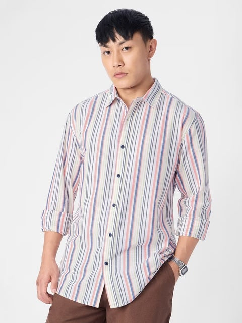 Stripes Prism Cotton Linen Shirts