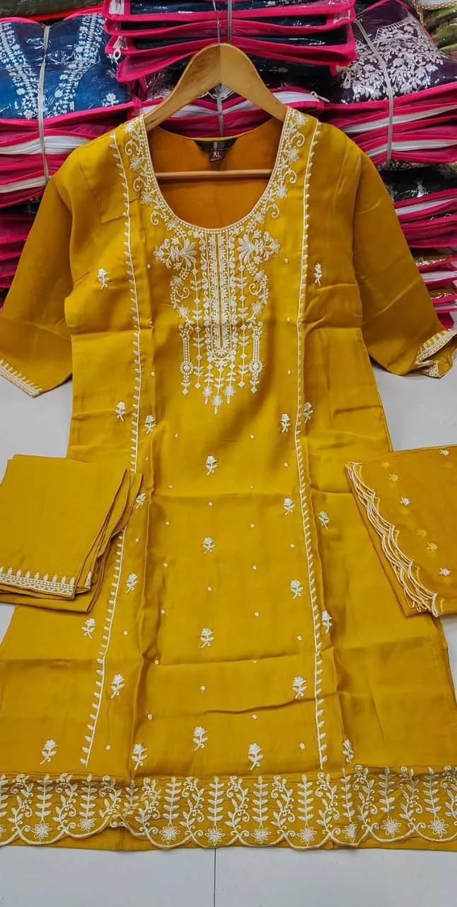 Style Full Stitched Viscose Roman Silk Top Bottom Dupatta