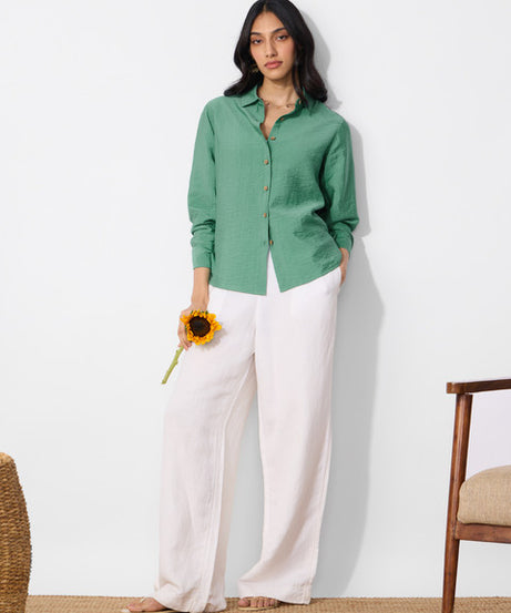 Back Tie Up Lime Women Shirts