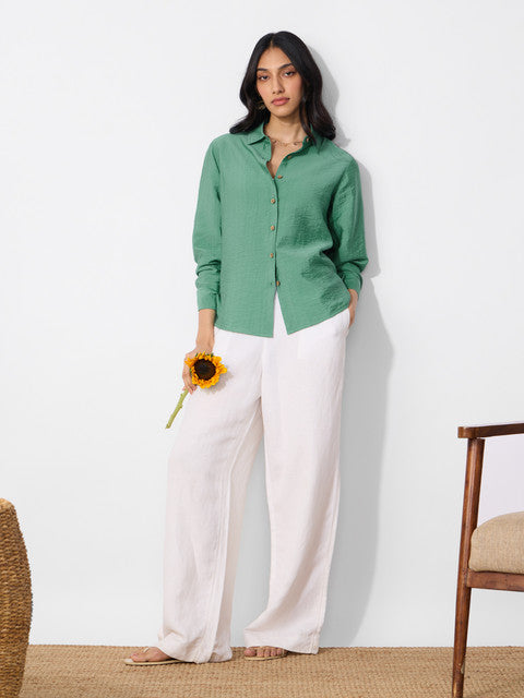 Back Tie Up Lime Women Shirts