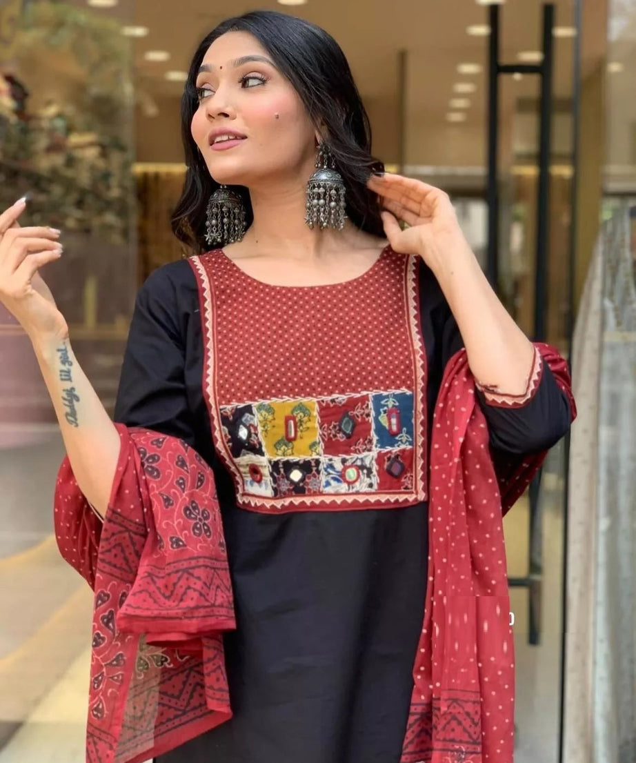 Rayon With Mirror Work Women Readymade Salwar Kameez Dupatta