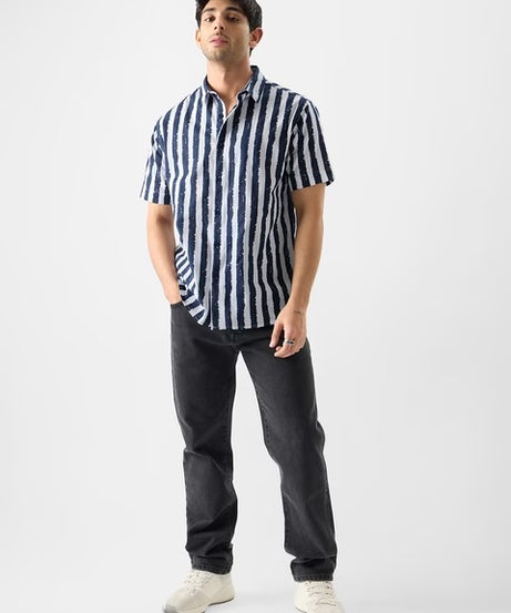 Stripes Midnight Blue Holiday Shirts