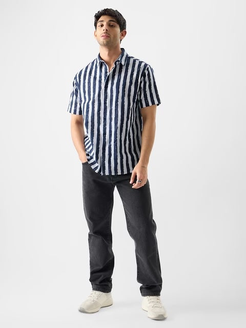 Stripes Midnight Blue Holiday Shirts
