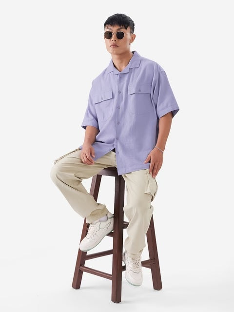 Solids Lavender Purple Oversized Shirts