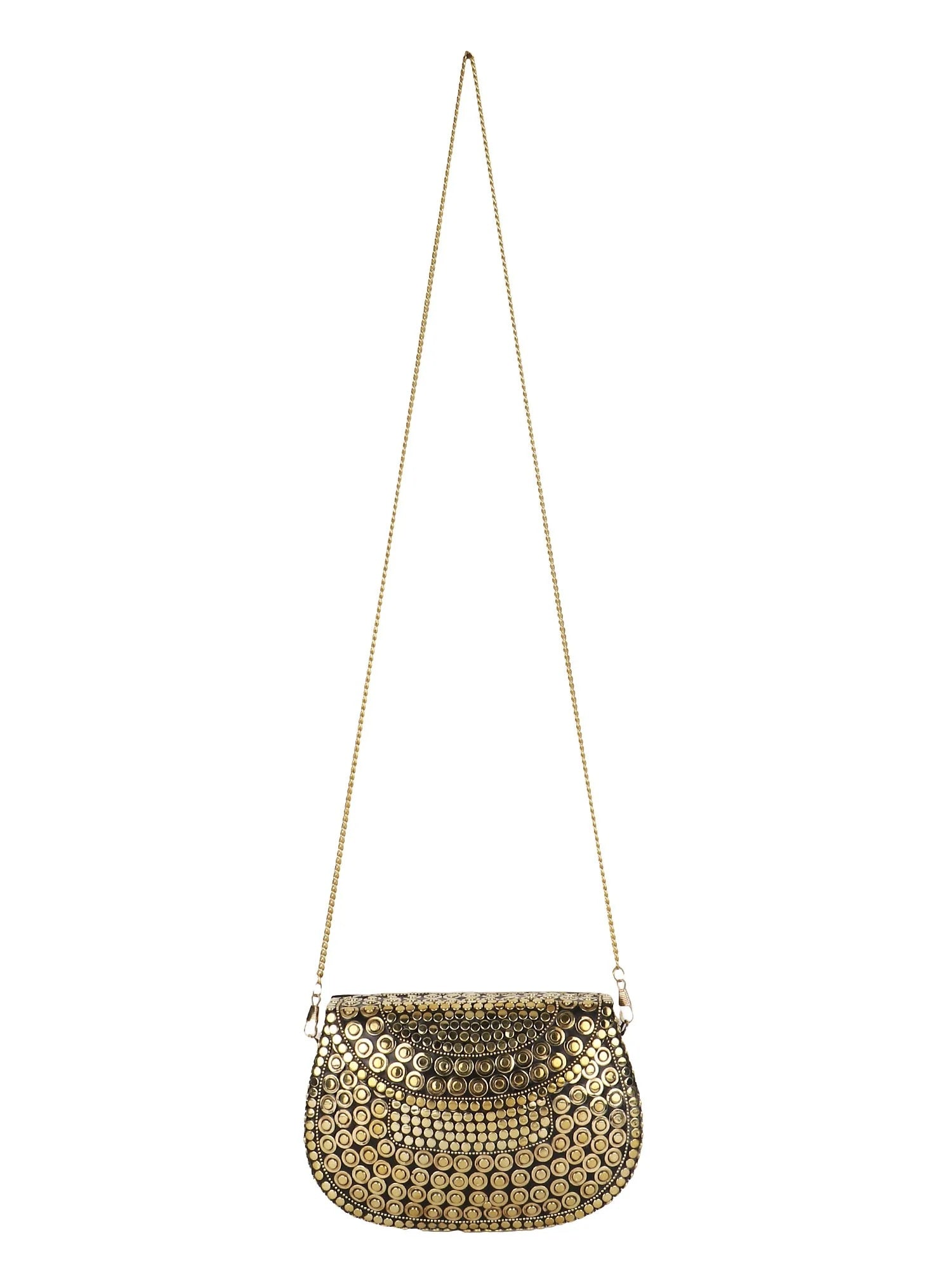 Mosaic Embellished Metal Clutch