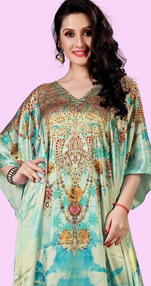 Kaftan Dress for women free size V- Neck Sleeve Caftans Long Bathing Suit
