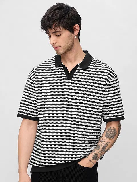 Jacquard Polo Monochrome Oversized Polos tshirt