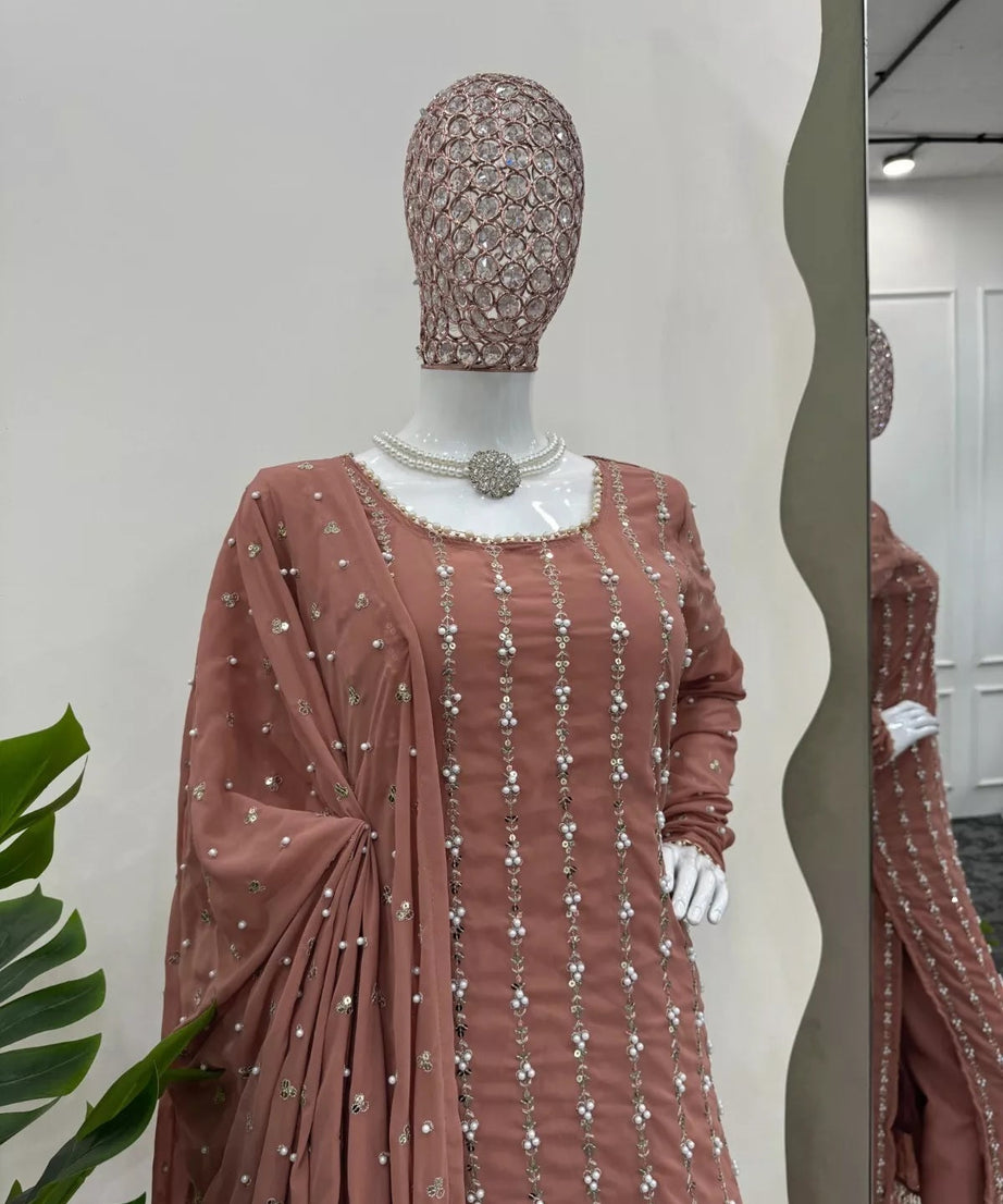 Full Stitched Faux Georgette Top Pant & Dupatta