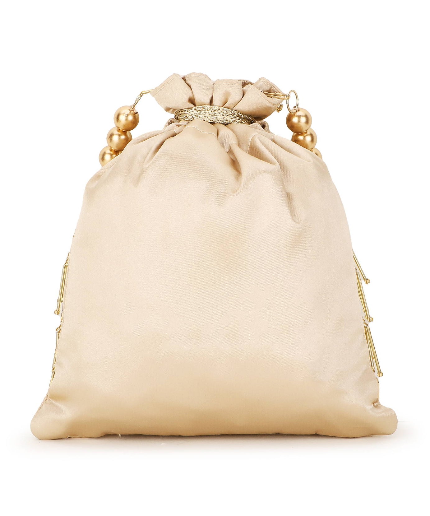 Dangle Chevron Embellished Satin Potli