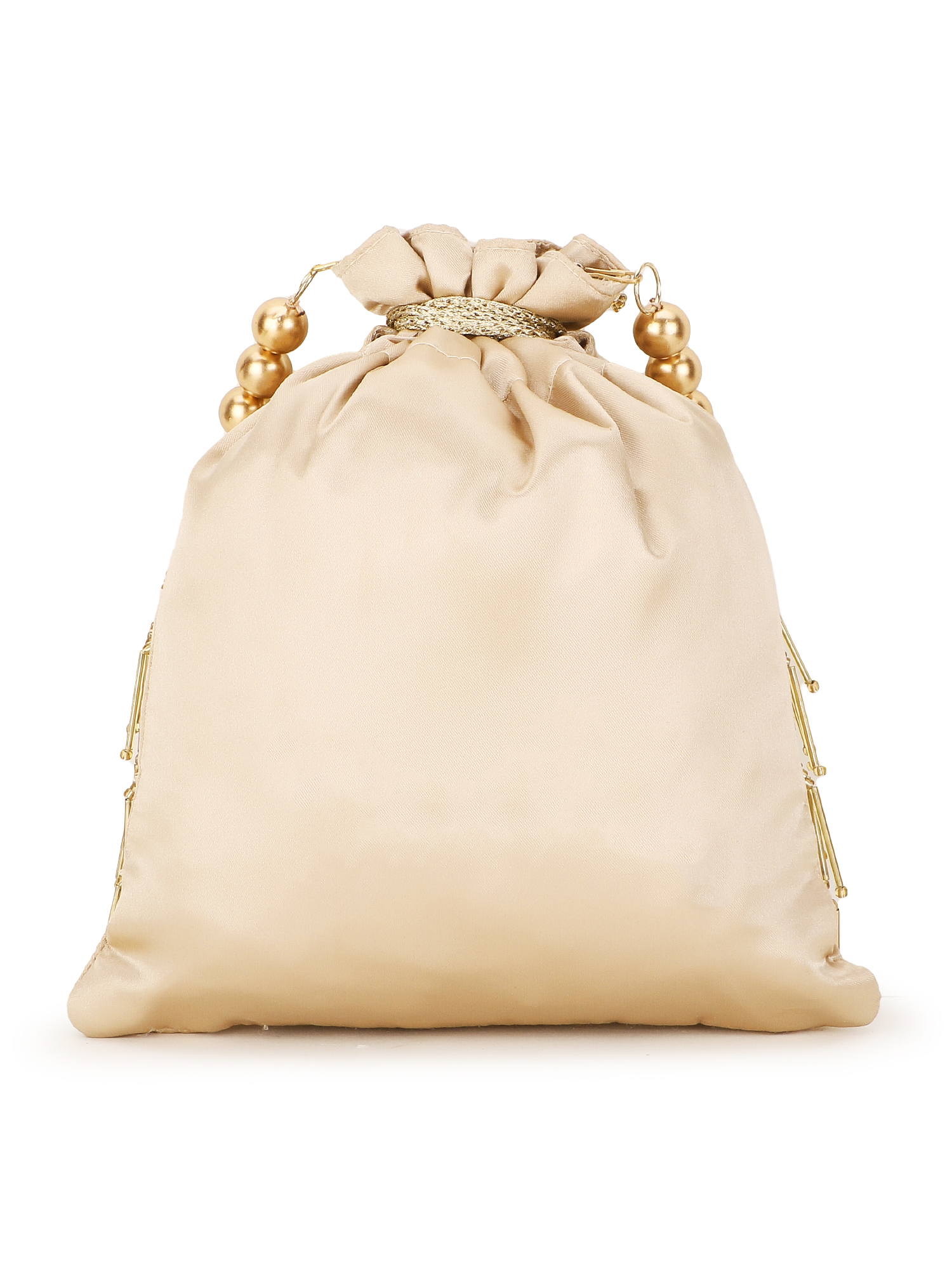 Dangle Chevron Embellished Satin Potli