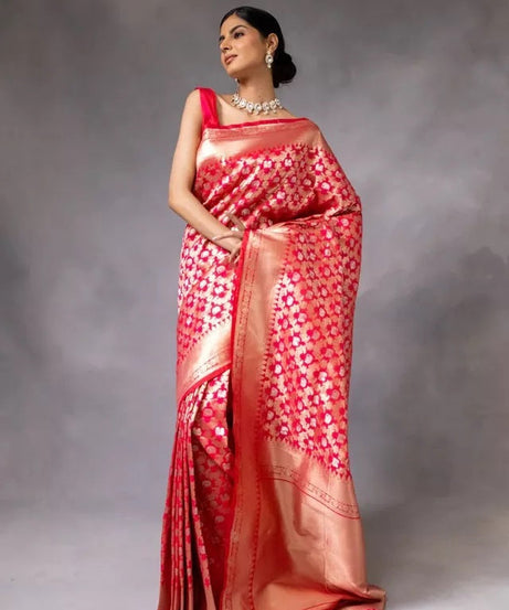 Banarasi Soft Silk Sari With Blouse