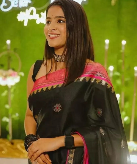 Traditional Look Wedding Wear Banarsi Soft Silk Saree & Blouse