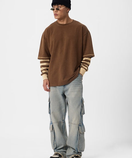 Doctor Sleeve  Mocha Oversized Full Sleeve T-Shirts