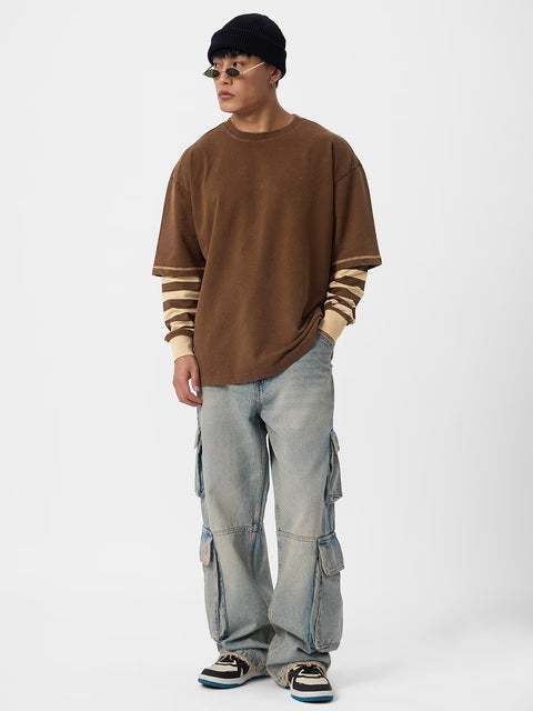 Doctor Sleeve  Mocha Oversized Full Sleeve T-Shirts
