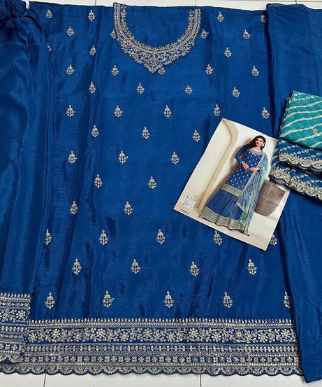 Traditional Designer Heavy Chinon , Wedding Wear Top Bottom, Dupatta