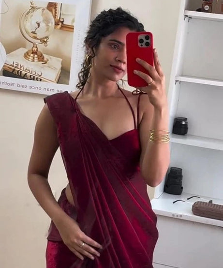 Space Silk Classic Saree, Fancy Party Wear Sari & Blouse