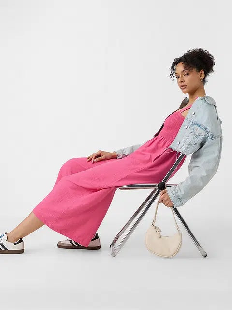 Textured Jumpsuit Fuchsia Women Jumpsuit