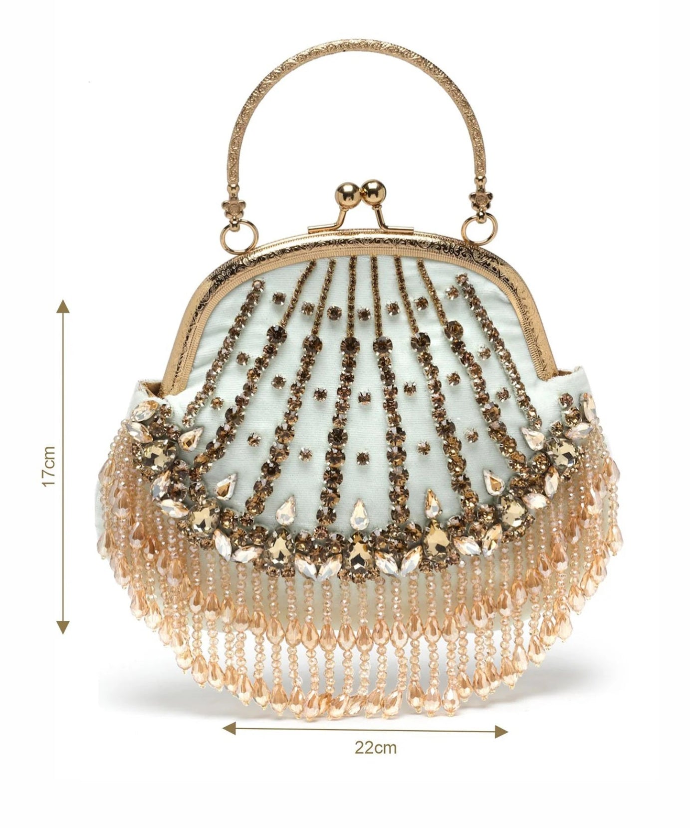 Dangle Stone Work Embellished Velvet Purse Clutch