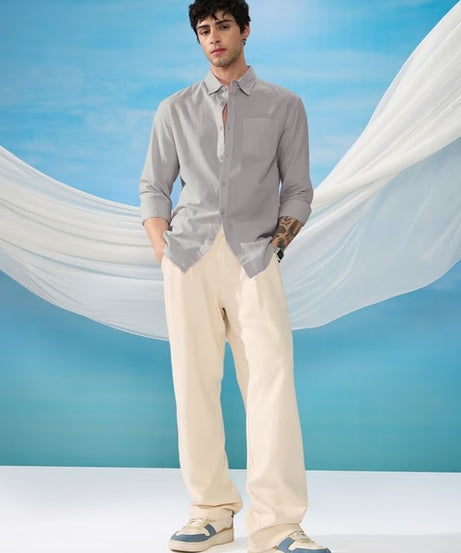 Cloud Grey Cotton Linen Shirts