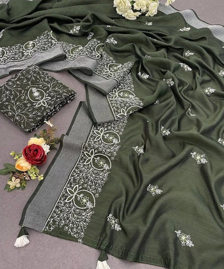 Bollywood Wedding Cotton Embroidery Heavy Work,PartyWear Fancy Sari Blouse