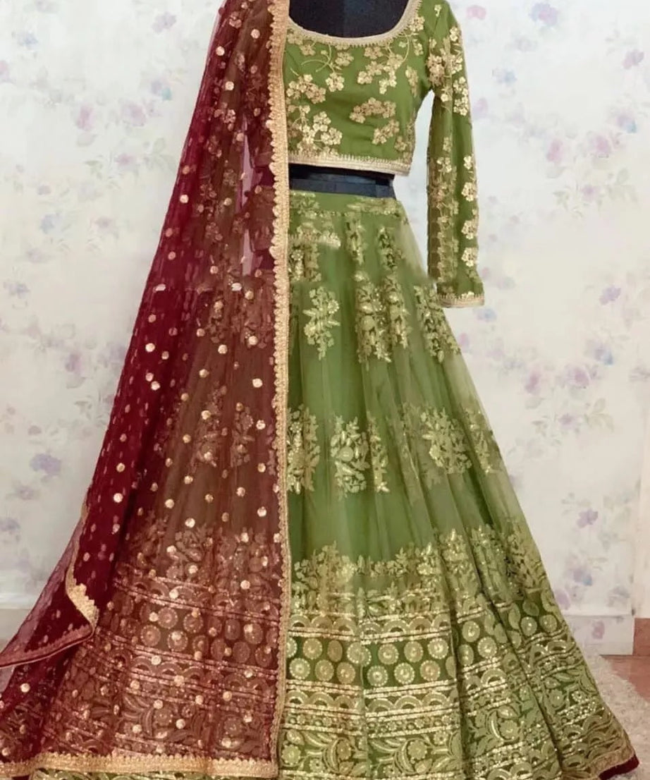 Indian Wedding Ethnic Net With Sequence Work  Lehenga Choli  & Blouse