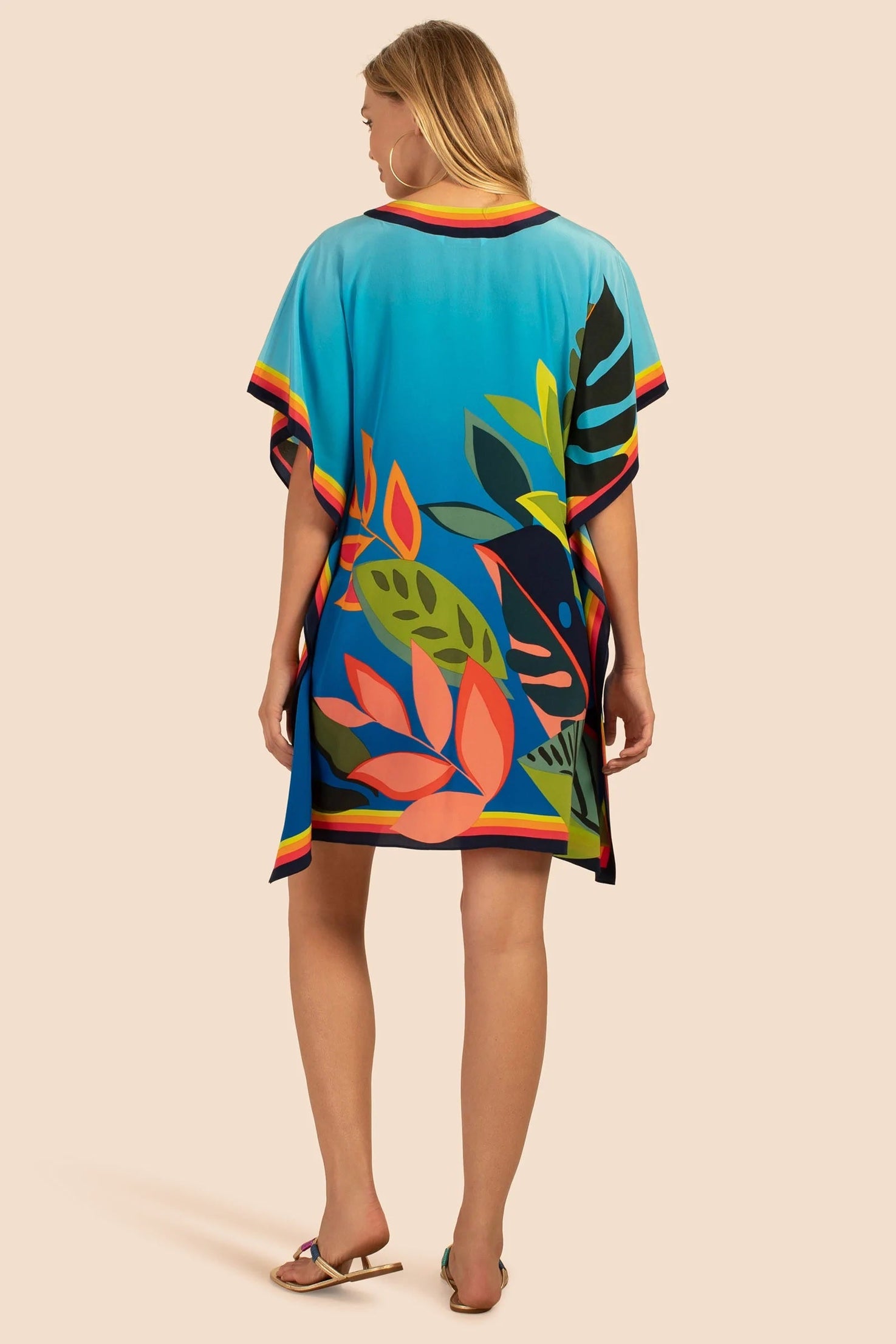 Luxurious Printed Silk Crepe Kaftan, Lightweight Women's Caftan