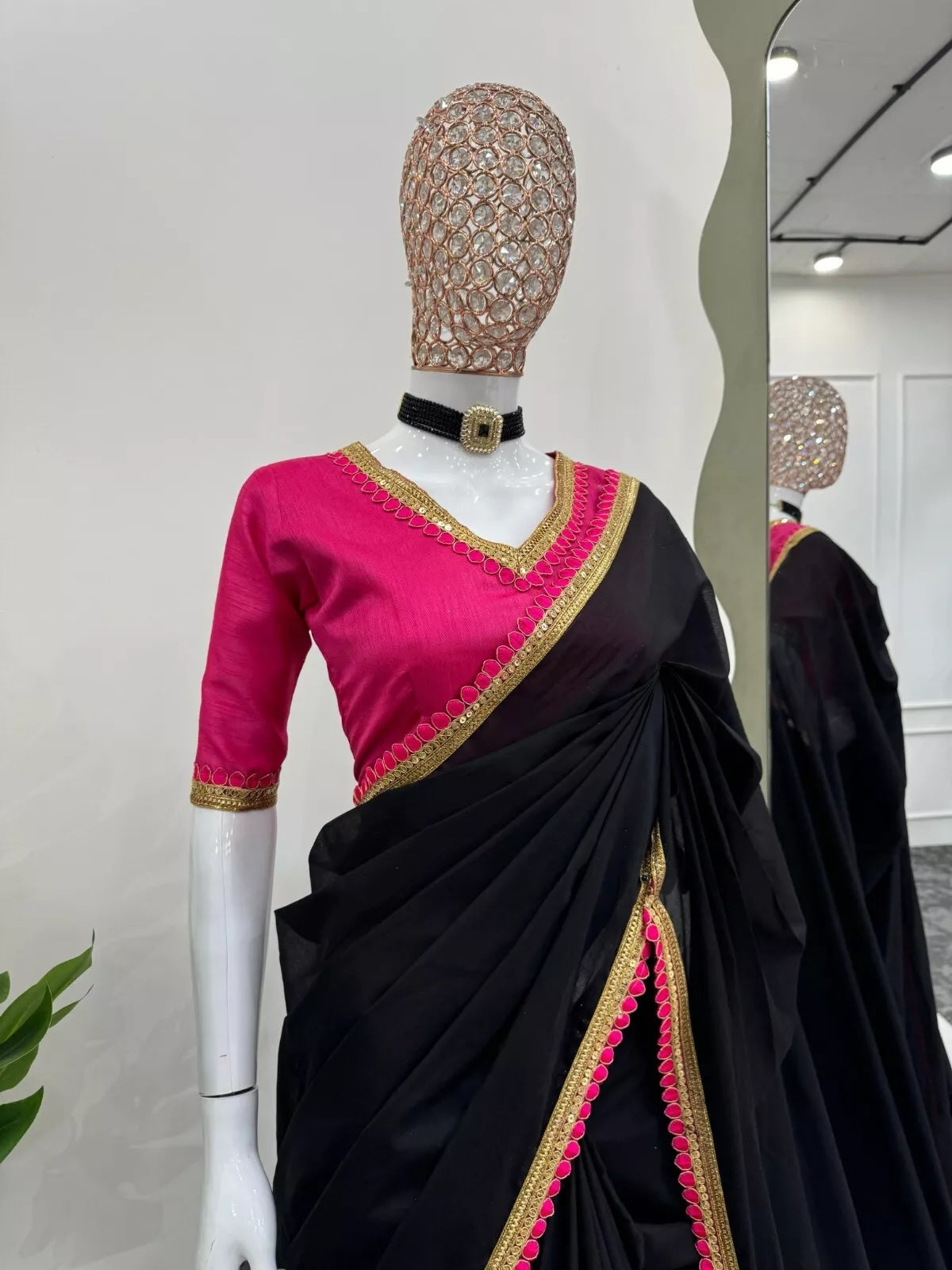 Cotton Saree With Blouse, Wedding Sari With Heavy Latkan On Pallu
