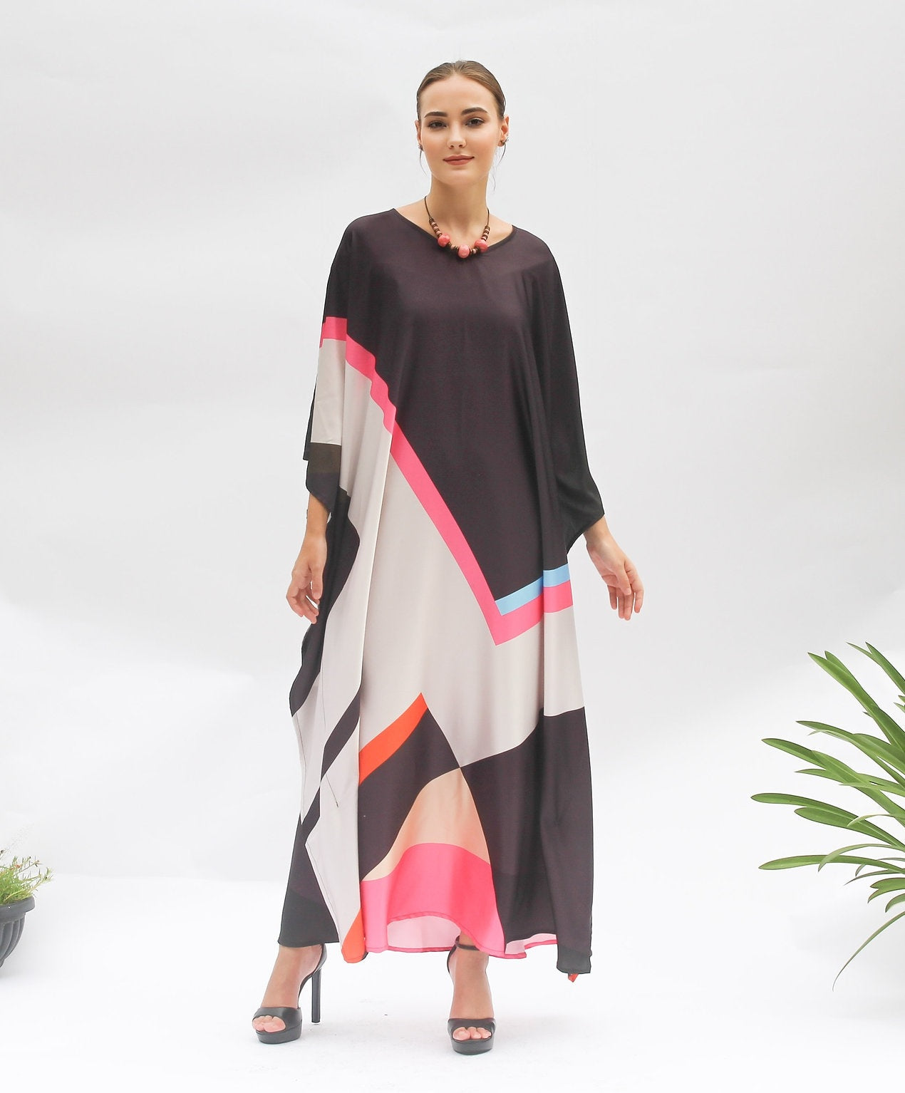 Luxury Soft Satin Slik Kaftan, Casual Wear Caftan For Women's