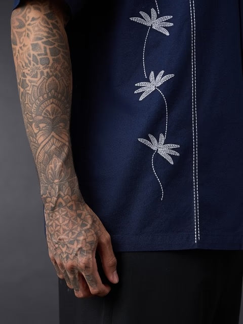 Midnight Petal Cotton Linen Shirts