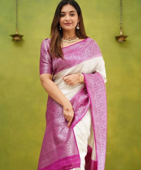 Beautifull Elegant Designer Banarasi Soft Silk Saree Blouse