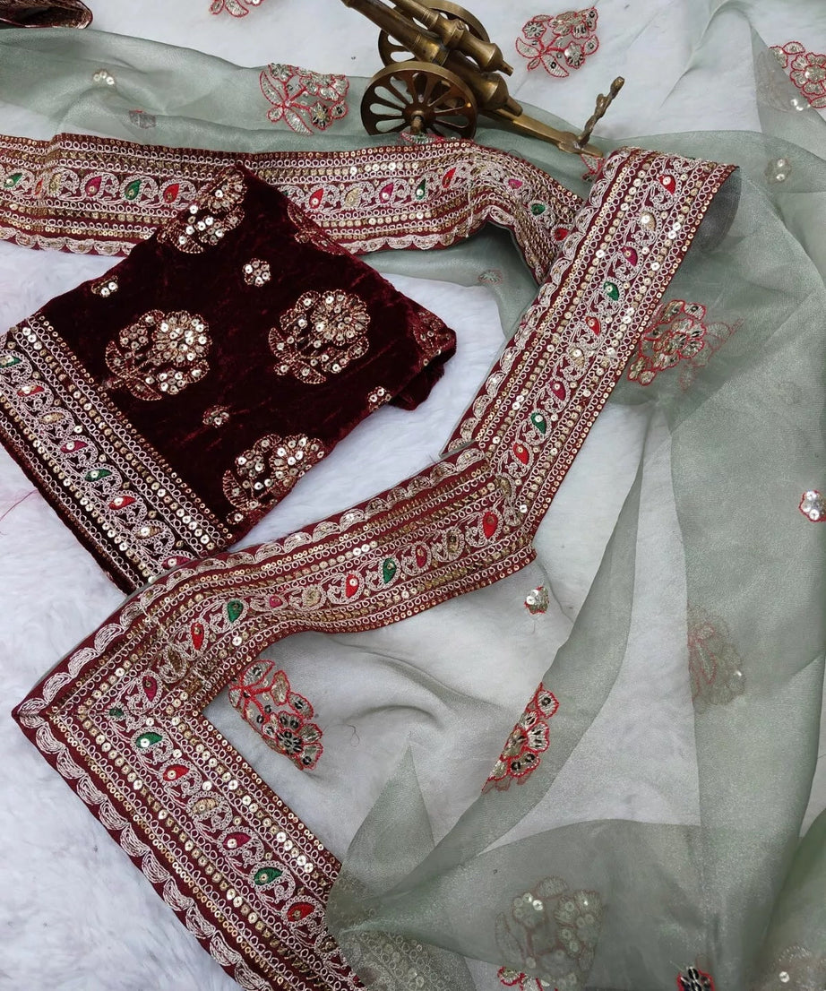 Wedding Bollywood Soft Light Organza Saree,Festival PartyWear Sari & Blouse