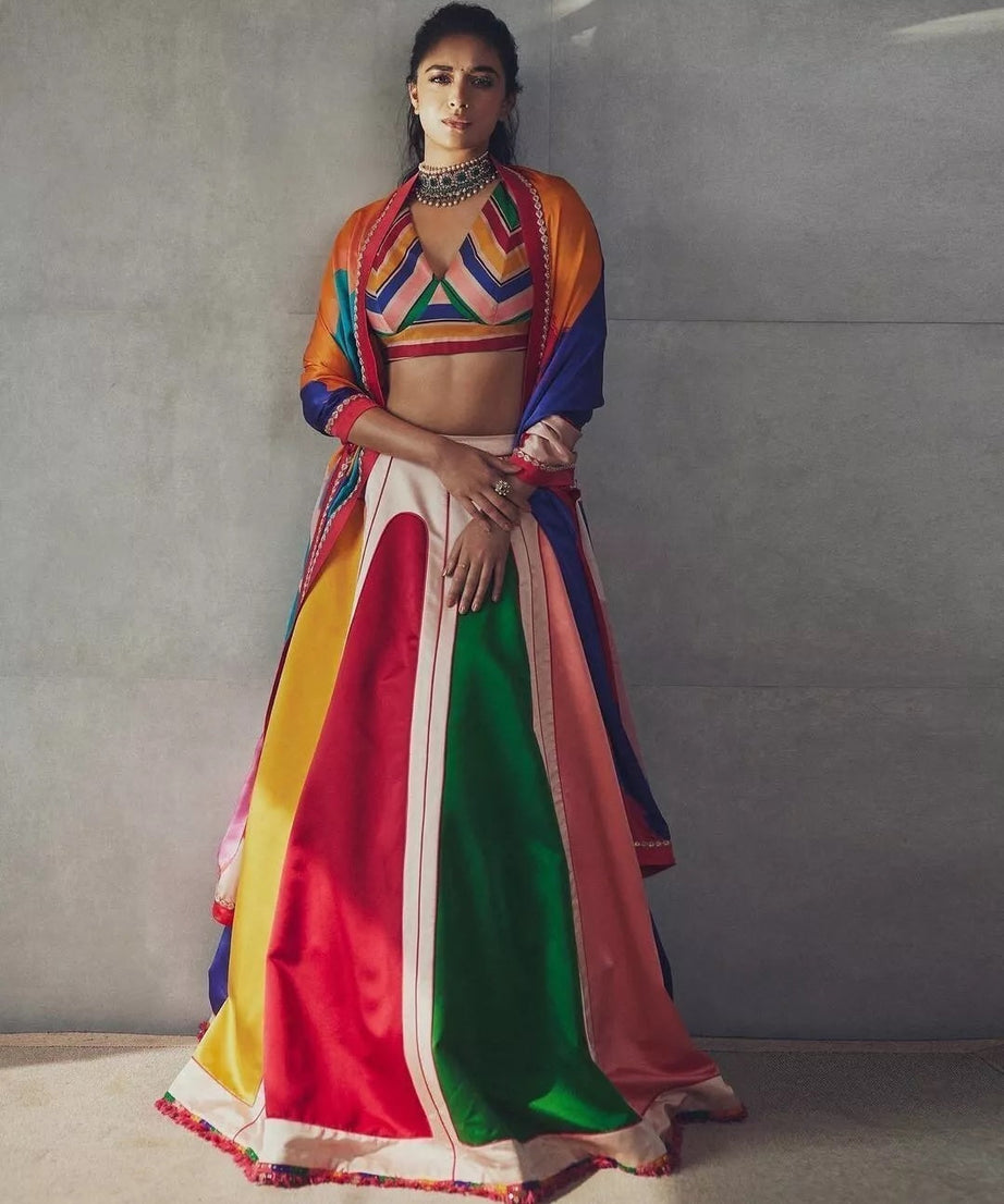 Designer Festival Wear Sartin With Digital Print Lehenga Blouse Dupatta