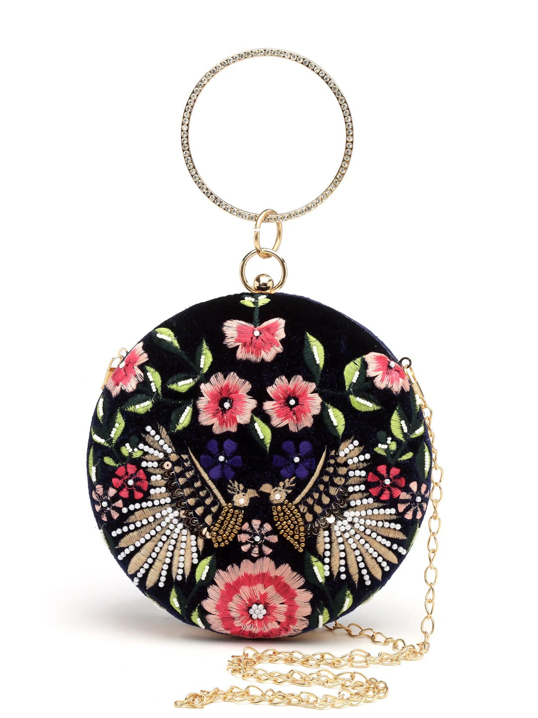 Embroidered Velvet Clutch