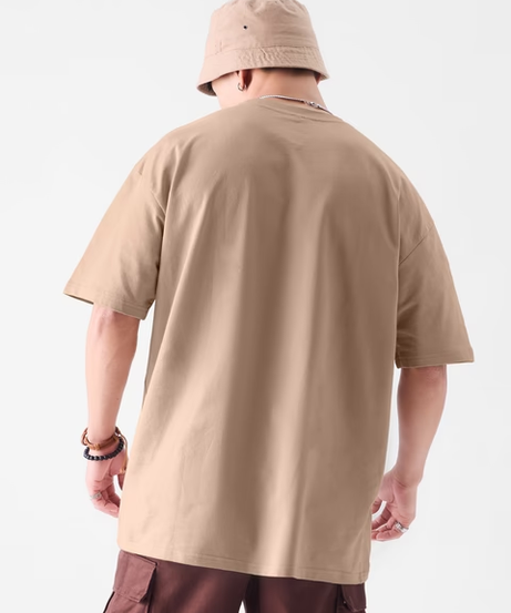 Solids Soft Brown Oversized T-Shirts