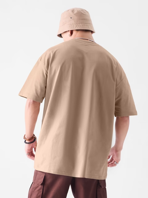 Solids Soft Brown Oversized T-Shirts