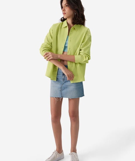 Solids  Lime Green Women Boyfriend Shirts