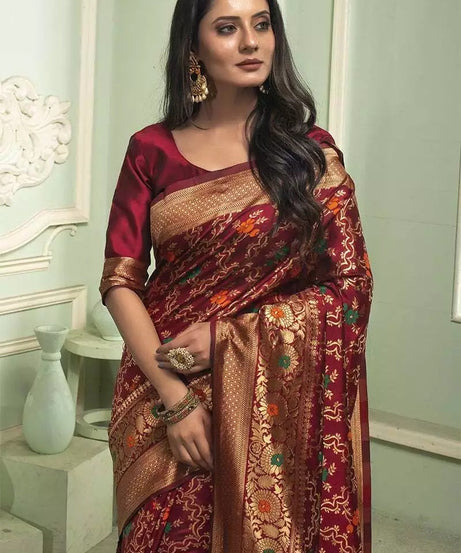 Classic Banarasi Soft Silk Wedding Sari & Blouse