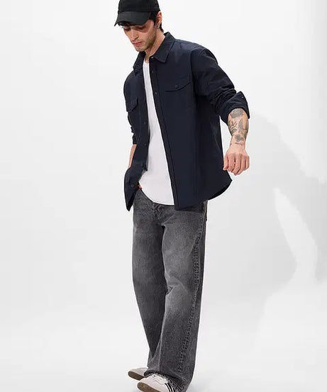 Solids Navy Men Utility Shirts