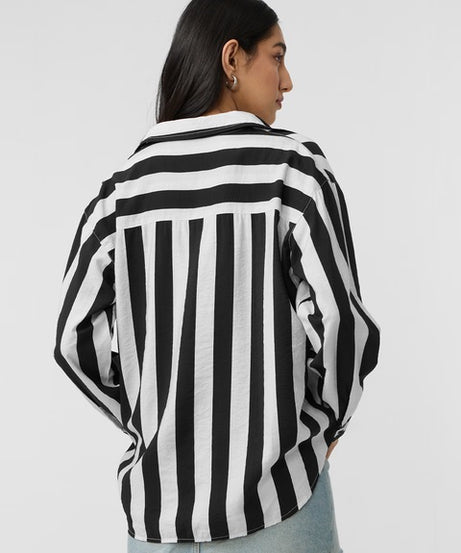 Stripe Shirt  Black, White Women Boyfriend Shirts