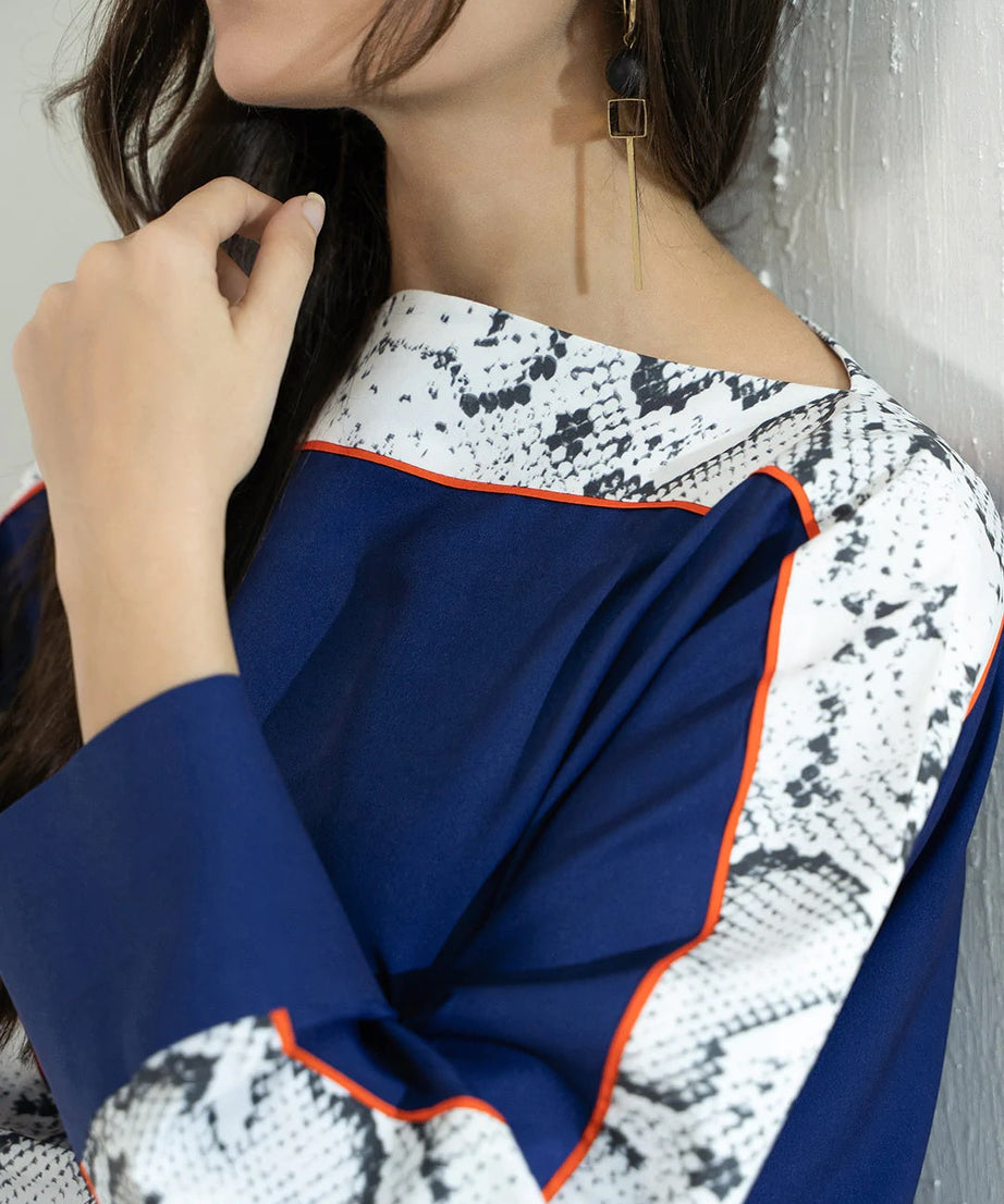 Blue Flowy Viscose Rayon Kaftan  Lounge & Resort Wear Women's Caftan