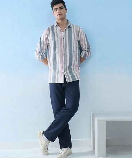 Stripes Marine Cotton Linen Shirts