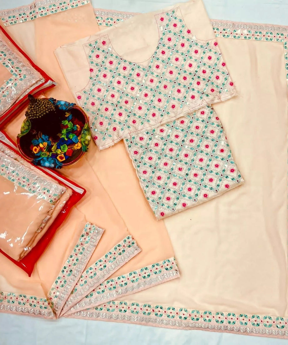 Faux Georgette Classic Traditional Look Saree & Blouse