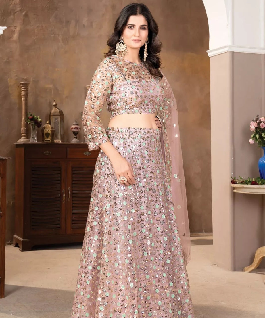 Embellished With  Sequence Work  Designer Lehenga Blouse & Dupatta