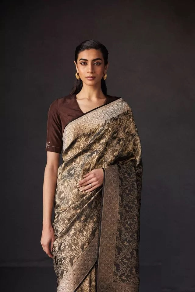 Banarsi Soft Silk Saree With Blouse