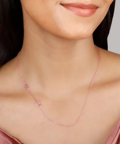 Rose Gold Star Crossed Lovers Necklace