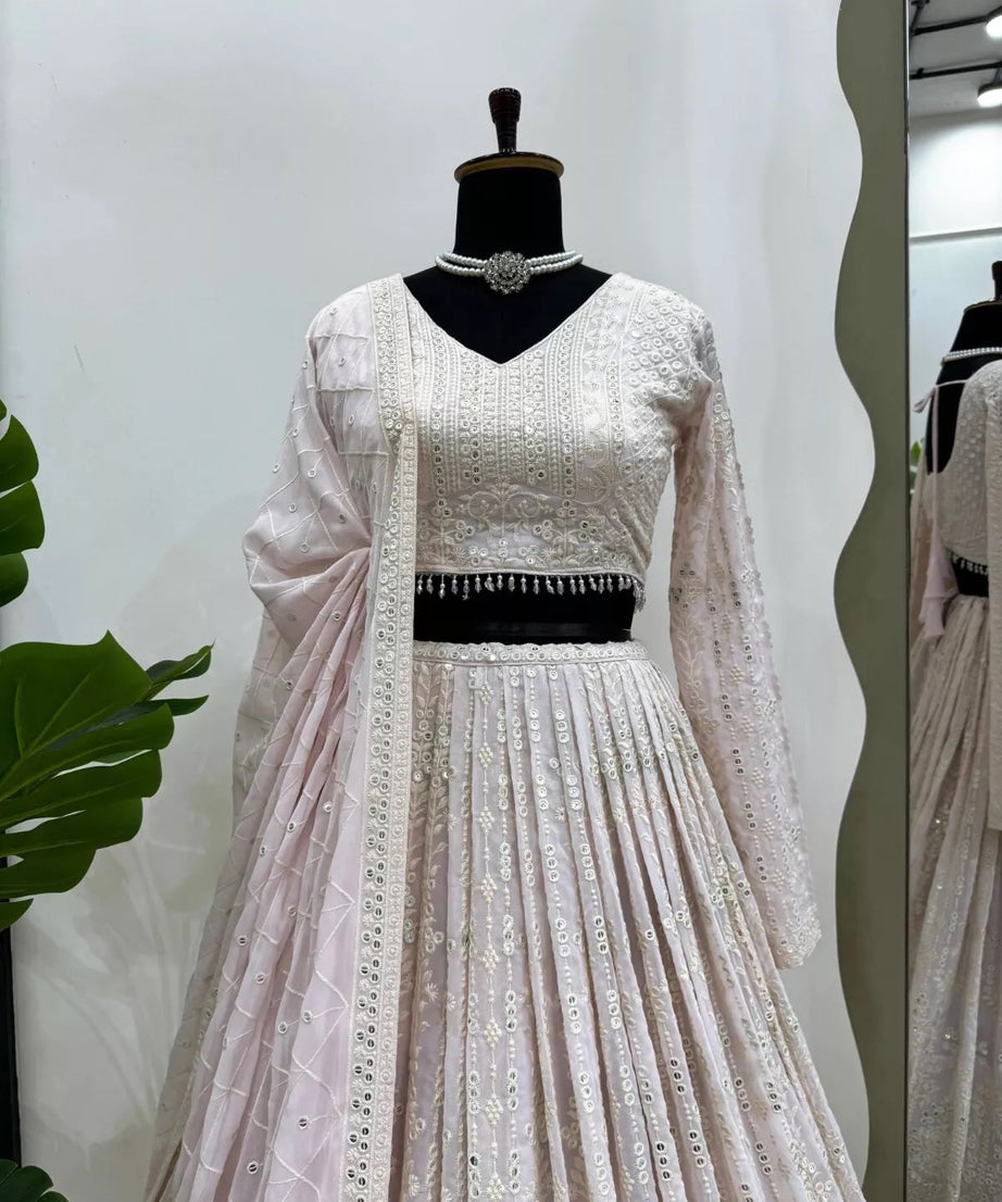 Georgette With Sequence & Theard Work Lehenga Blouse Dupatta