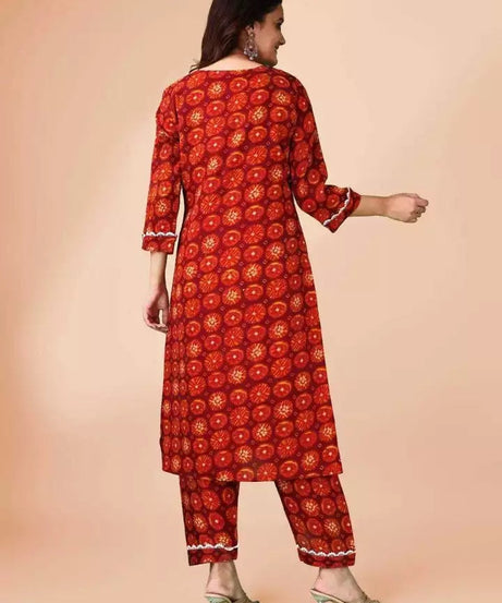 Fancy Full Stitched Delta Silk & Printed Work Top Bottom